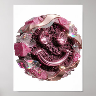 Artistieke zilveren HAPPY FACE-afdruk Poster