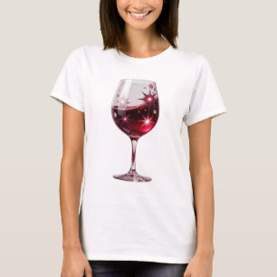 Artistieke zilveren RODE WIJN GLAS aangepast ontwe T-shirt