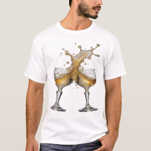 Artistieke Zilveren WHISKY SPLASH Grafische T-shir T-shirt
