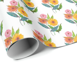 Artistieke Zinnia Wildflower Cadeaupapier