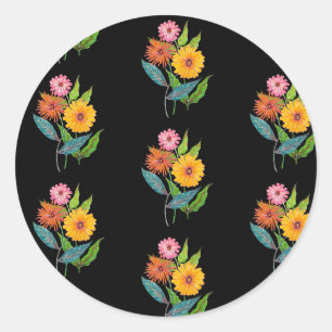 Artistieke Zinnia Wildflower Ronde Sticker