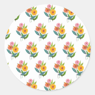 Artistieke Zinnia Wildflower Ronde Sticker