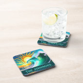 Artistieke zon en Surf Bier Onderzetter (Rechterzijde)