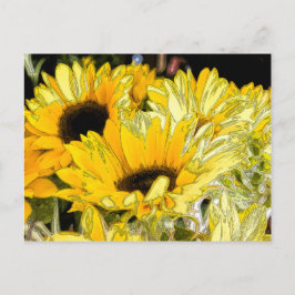 Artistieke zonnebloem briefkaart