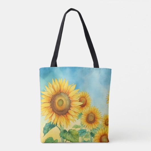 Artistieke Zonnebloem Canvas tas (Achterkant)