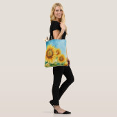 Artistieke Zonnebloem Canvas tas (Op model)