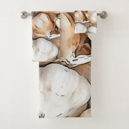 Artistieke zwarte bovenkunst met knoflook bad handdoek