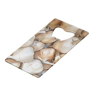 Artistieke zwarte bovenkunst met knoflook creditkaart flessenopener