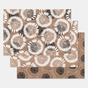 Artistieke zwarte en witte inkt Daisy Kraft Paper