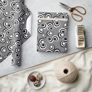 Artistieke Zwarte En Witte Ronde Cirkels Stippen Cadeaupapier