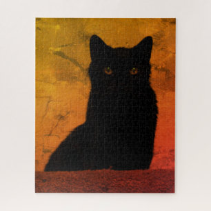 Artistieke zwarte kat legpuzzel