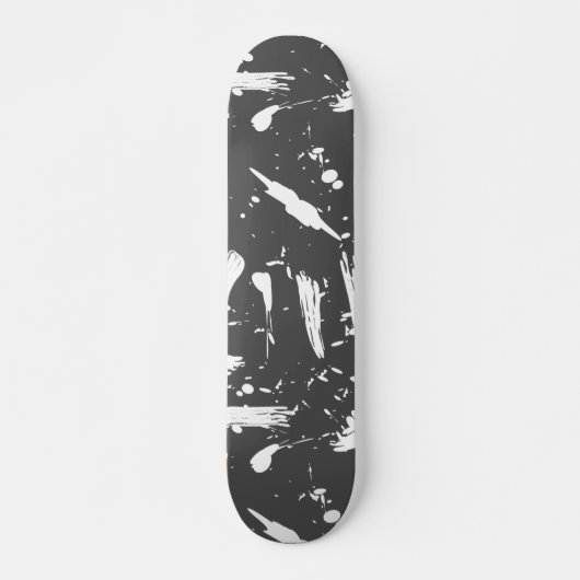 Artistieke zwarte witte borstelstrokken schilderen persoonlijk skateboard (Voorkant)