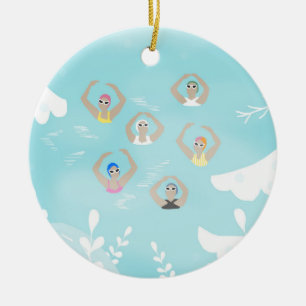 Artistieke zwemmers Kunstmatige winterkunst Keramisch Ornament