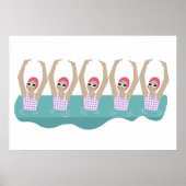 Artistieke zwemmers | Kunstmatige zwemillustratie Poster (Voorkant)