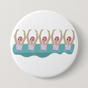 Artistieke zwemmers Kunstmatige zwemillustratie Ronde Button 7,6 Cm