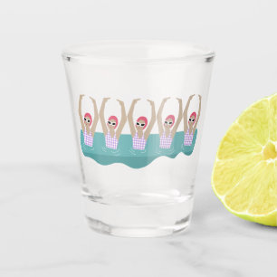 Artistieke zwemmers   Kunstmatige zwemillustratie Shot Glas