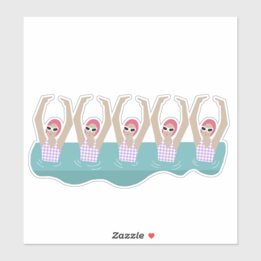Artistieke zwemmers | Kunstmatige zwemillustratie Sticker (Vel)