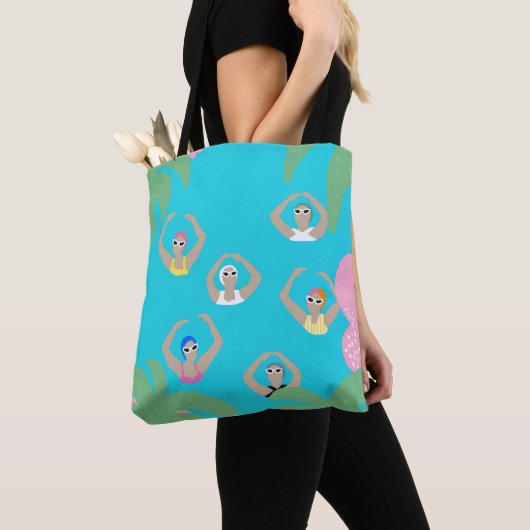 Artistieke zwemmers | Kunstmatige zwemillustratie Tote Bag (Dichtbij)