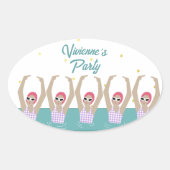 Artistieke zwemmers Synchro Zwemende Birthday Part Ovale Sticker (Voorkant)