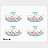 Artistieke zwemmers Synchro Zwemende Birthday Part Ovale Sticker (Vel)