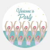 Artistieke zwemmers Synchro Zwemende Birthday Part Ronde Sticker (Voorkant)