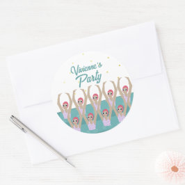 Artistieke zwemmers Synchro Zwemende Birthday Part Ronde Sticker