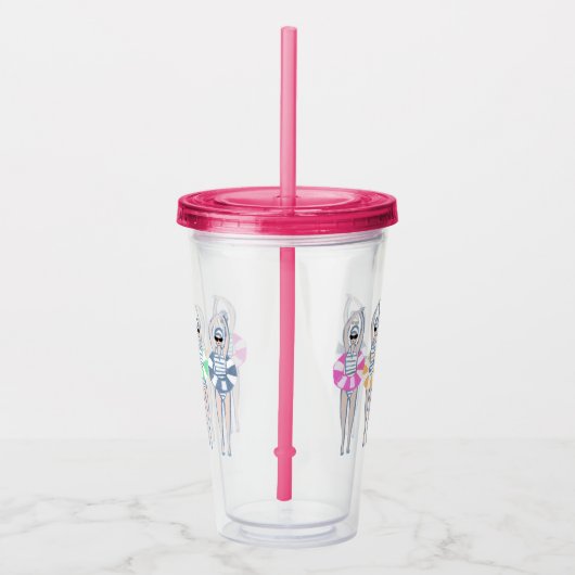  Artistieke zwemzwemzwemmers Acryl Drinkbeker (Rechts)