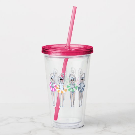  Artistieke zwemzwemzwemmers Acryl Drinkbeker (Achterkant)