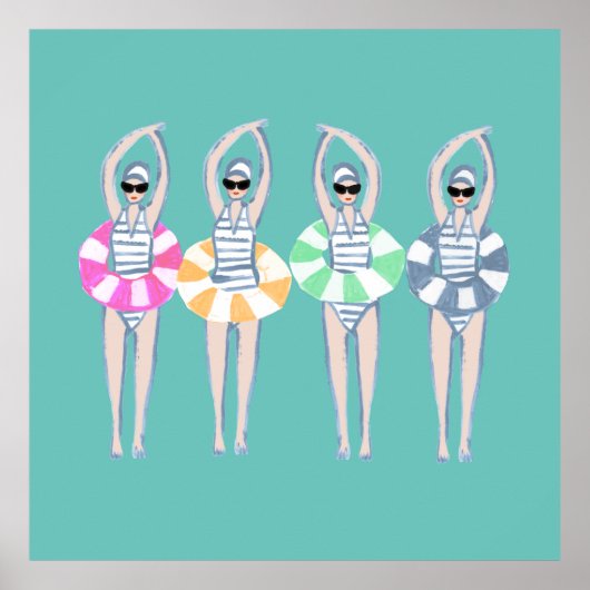 Artistieke zwemzwemzwemmers Poster (Voorkant)