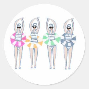  Artistieke zwemzwemzwemmers Ronde Sticker