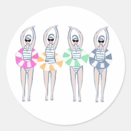 Artistieke zwemzwemzwemmers Ronde Sticker (Voorkant)