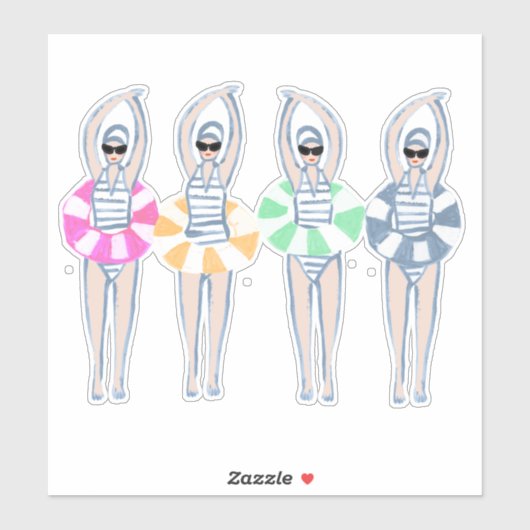  Artistieke zwemzwemzwemmers Sticker (Vel)