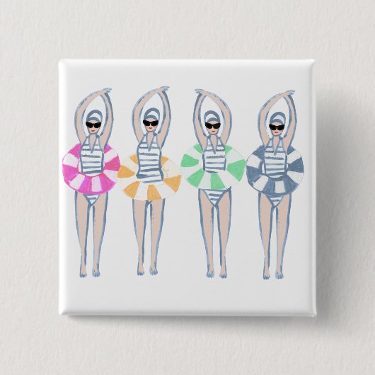 Artistieke zwemzwemzwemmers Vierkante Button 5,1 Cm (Voorkant)