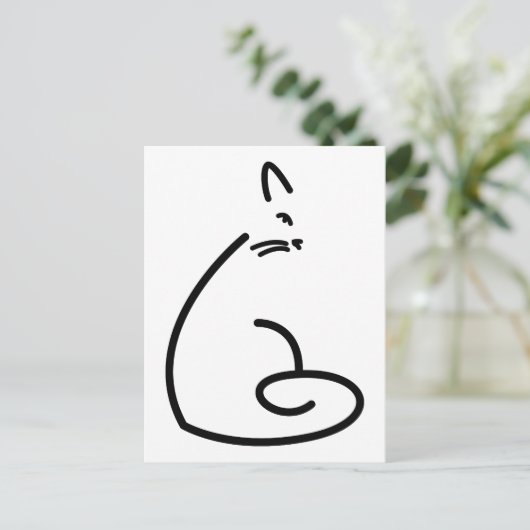 Artistieke Zwirly Cat Silhouette Briefkaart (Staand voorkant)