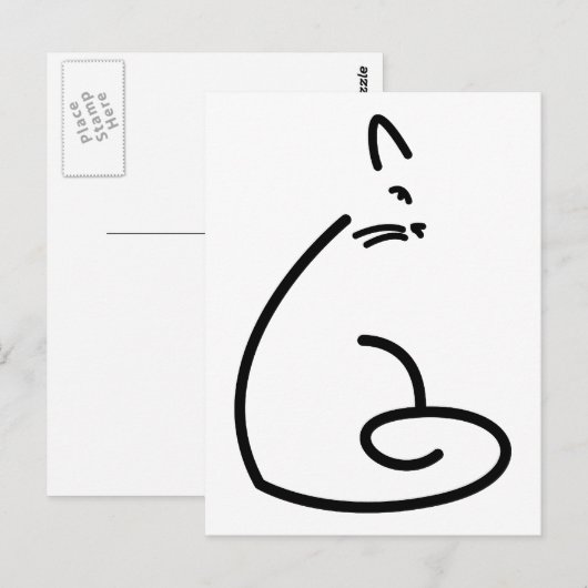 Artistieke Zwirly Cat Silhouette Briefkaart (Voorkant / Achterkant)