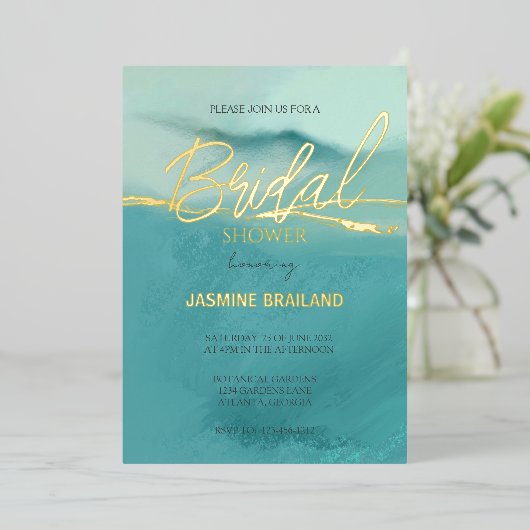 Artistisch Abstract landschap Vrijgezellenfeest Go Folie Uitnodiging (Staand Voorkant)