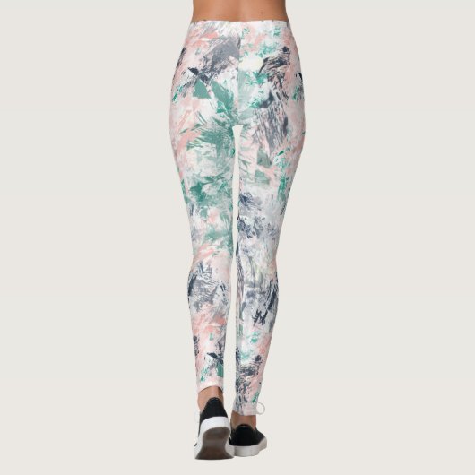 Artistisch Abstract pasteelpenseelpatroon Leggings (Achterkant)