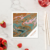 Artistisch Boho Oranje Marble Custom Napkin Servet (Insitu)