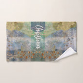 Artistisch decoratief groen geel, grijs esthetisch handdoek (Handdoek)