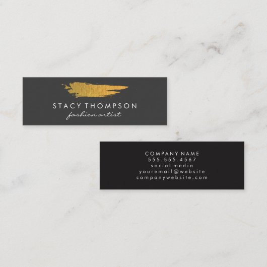 Artistisch Faux Gold Borhed Pattern Mini Visitekaartje (Voorkant / Achterkant)