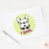 Artistisch Frans Bulldog "Bark"-ontwerp Ronde Sticker (Envelop)