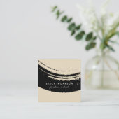 Artistisch geborsteld zwart vierkante visitekaartje (Staand voorkant)