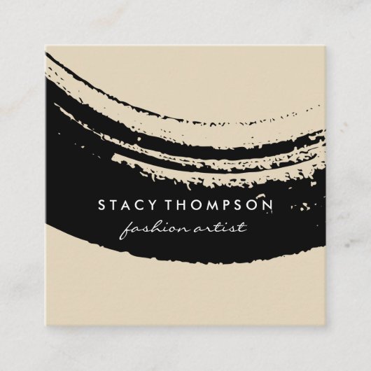 Artistisch geborsteld zwart vierkante visitekaartje (Voorkant)
