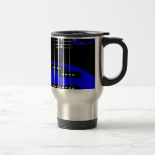 Artistisch gitaarblauw en zwart reisbeker