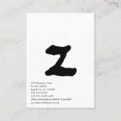 Artistisch Letter "Z" met handschrift Initiaal met Visitekaartje (Achterkant)