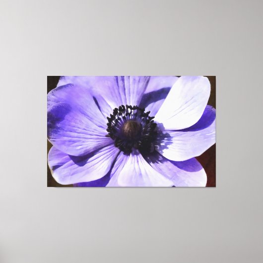 Artistisch Lila blauw Anemone Wilde Bloem Canvas Afdruk (Voorkant)