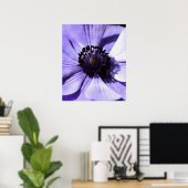Artistisch Lila blauw Anemone Wilde Bloem Poster (Thuiskantoor)
