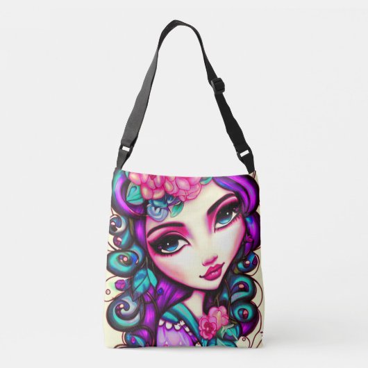 Artistisch meisje crossbody tas (Achterkant)