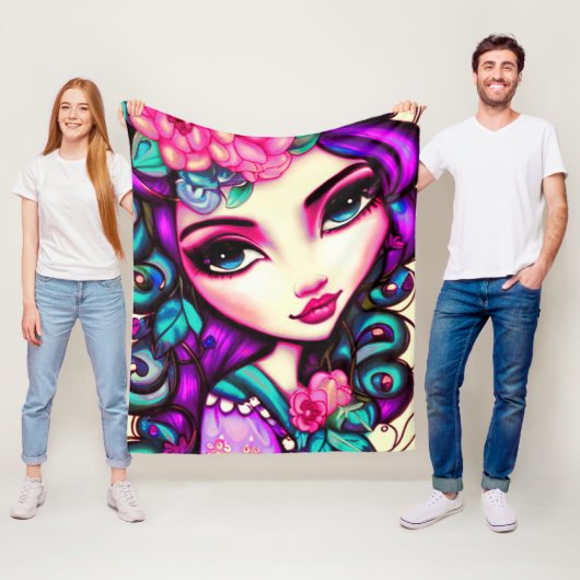 Artistisch meisje fleece deken (In situ)