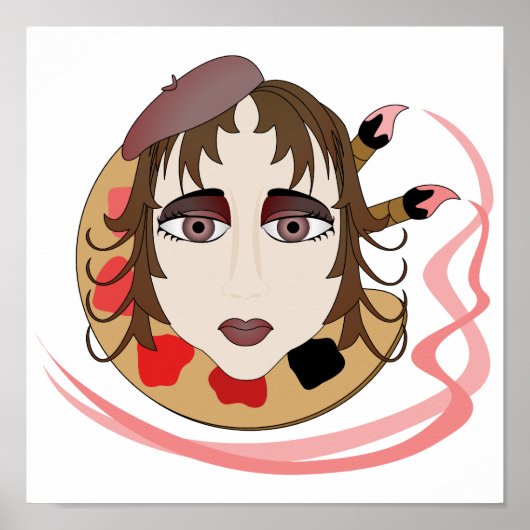 Artistisch meisje in het rood poster (Voorkant)